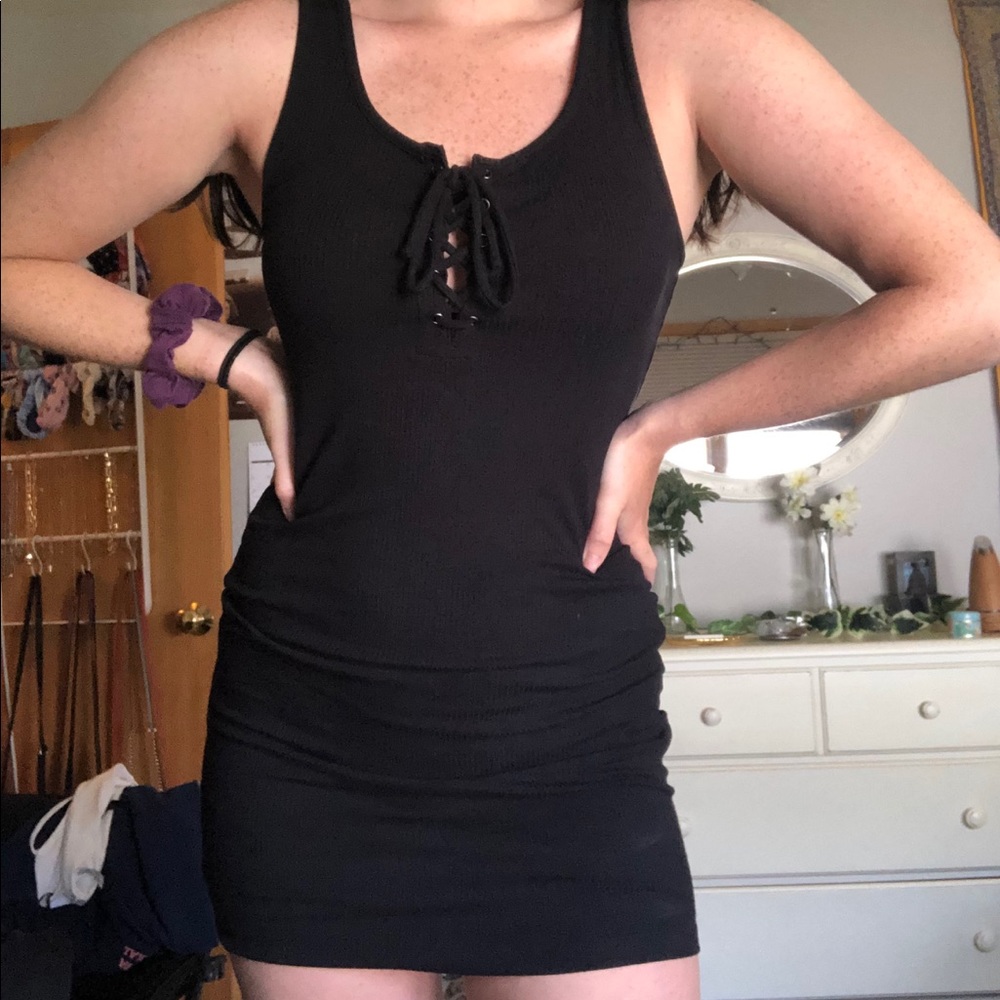 Black tie up dress